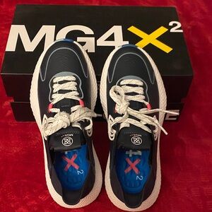 G/FORE Black and White Sneakers with Blue Accents